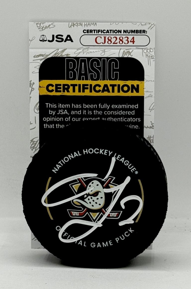 Jackson LaCombe signed Anaheim Ducks Official Game Puck autographed JSA