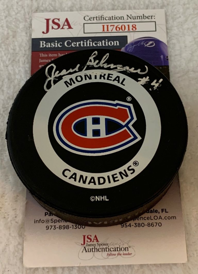 Jean Beliveau signed Montreal Canadiens Official Game Puck autographed JSA