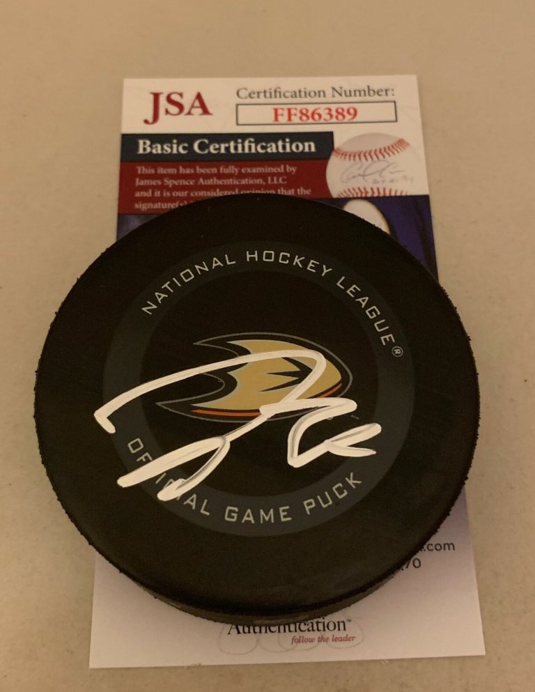 John Gibson signed Anaheim Ducks Official Game Puck autographed JSA