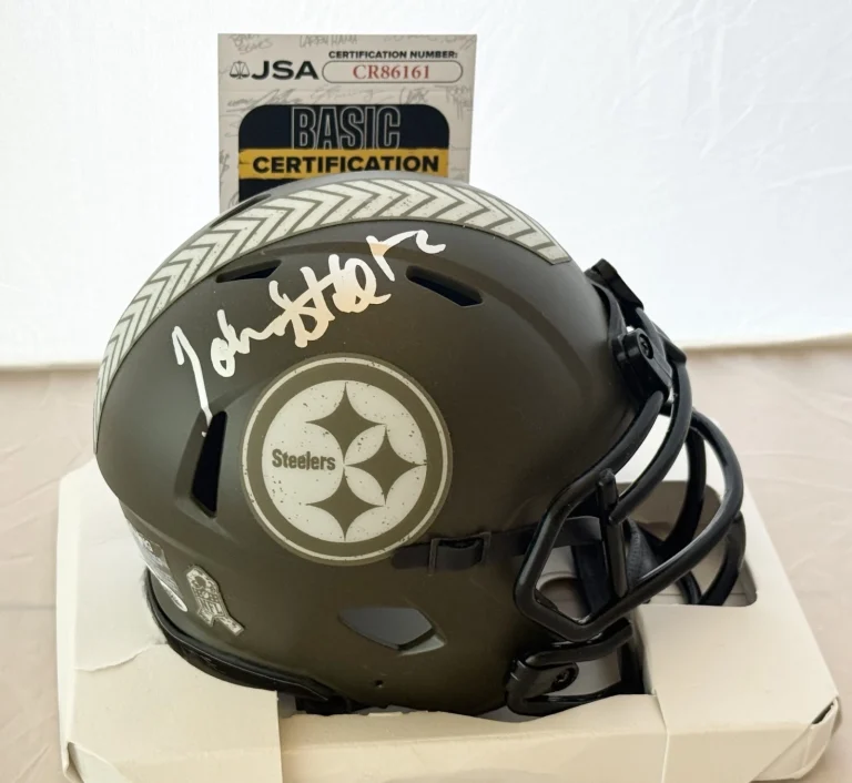 John Stallworth signed Pittsburgh Steelers Salute To Service mini helmet JSA