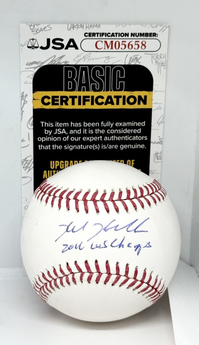 Kyle Hendricks Chicago Cubs signed MLB Baseball Ball + WS Champ Inscription JSA