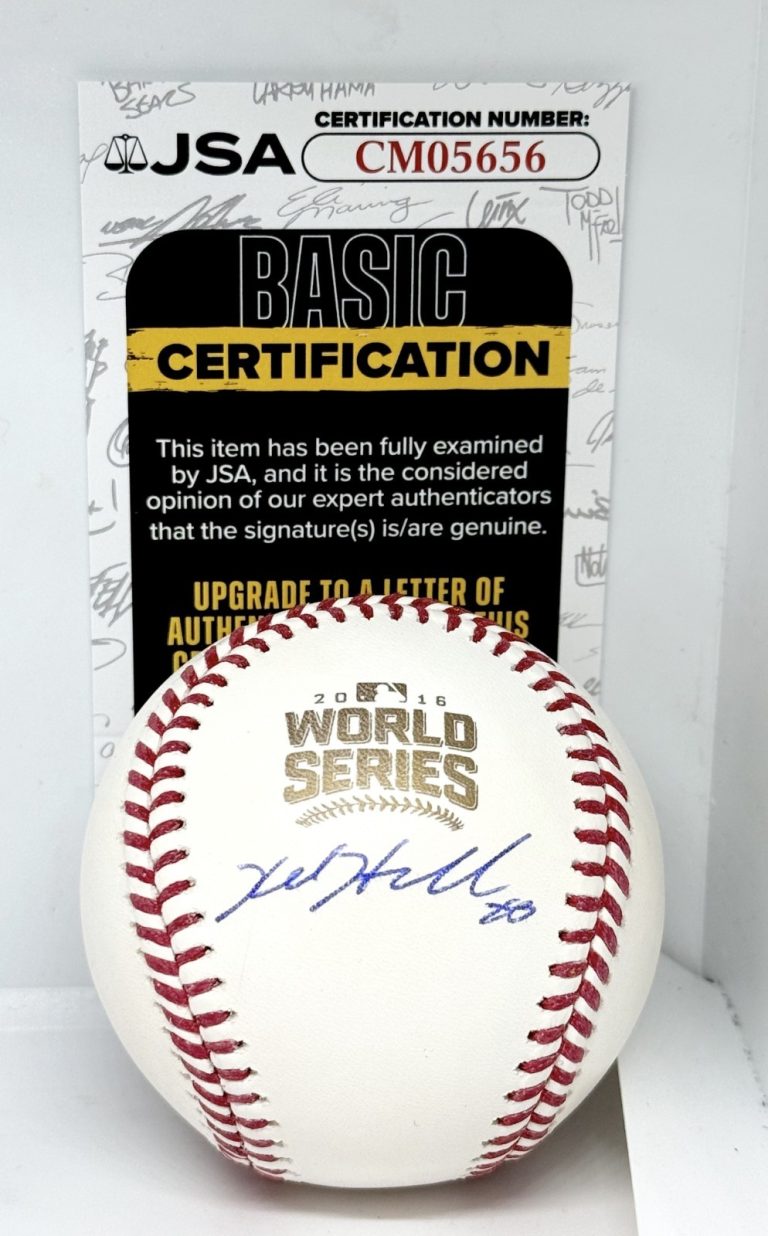 Kyle Hendricks Chicago Cubs signed 2016 World Series Baseball Ball JSA COA