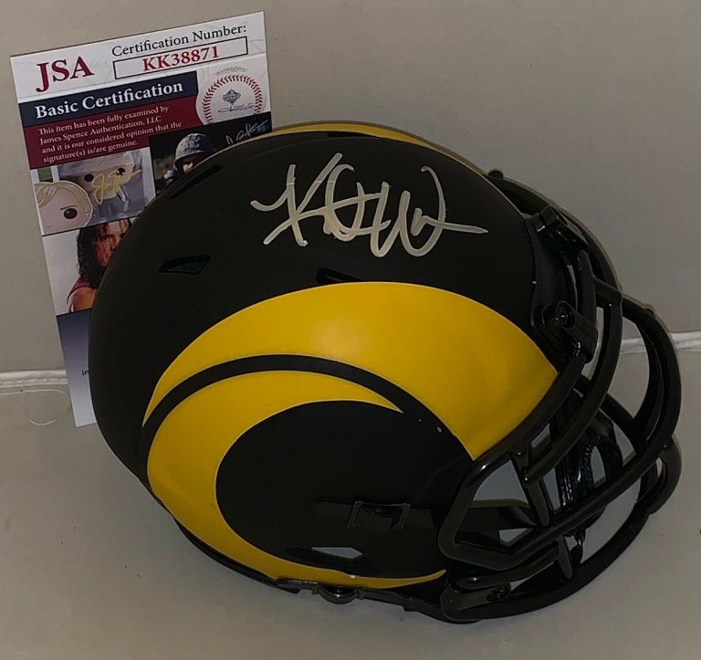 Kurt Warner signed Rams Eclipse mini helmet autographed Exact Proof JSA