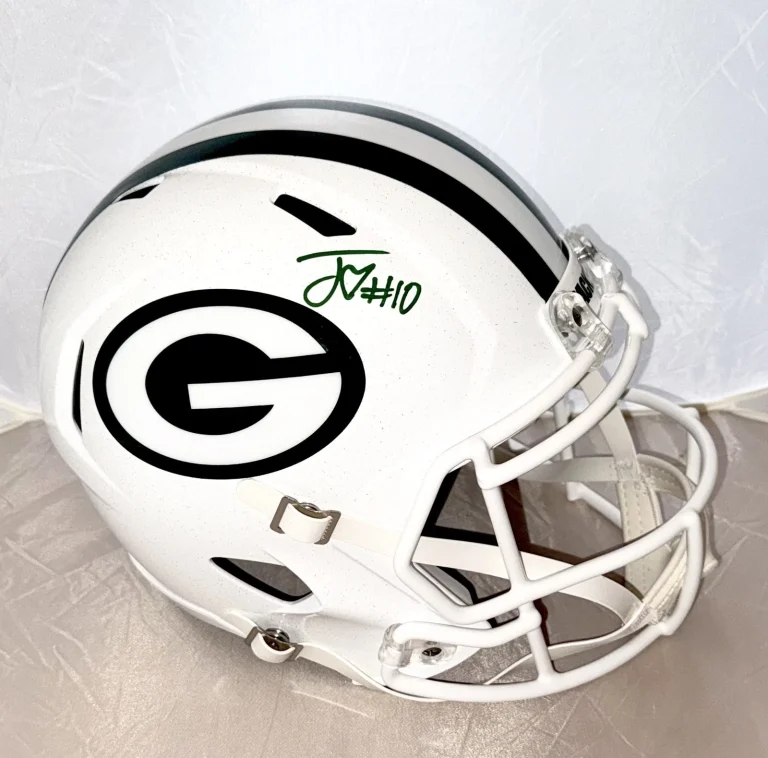 Jordan Love signed Green Bay Packers Alt White Full Size helmet Beckett Witness