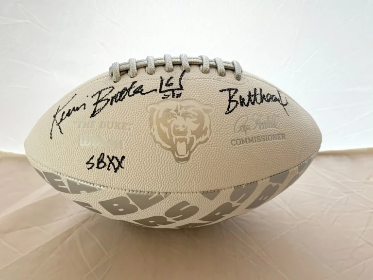 Kevin Butler signed Chicago Bears Logo Football W/ Inscriptions Beckett Witness