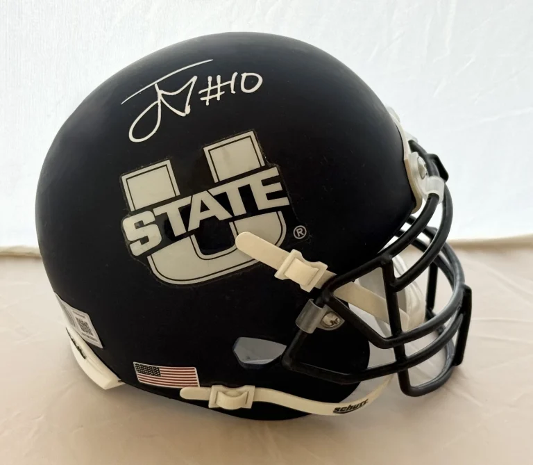 Jordan Love Packers signed Utah State Aggies mini helmet Beckett Witnessed COA