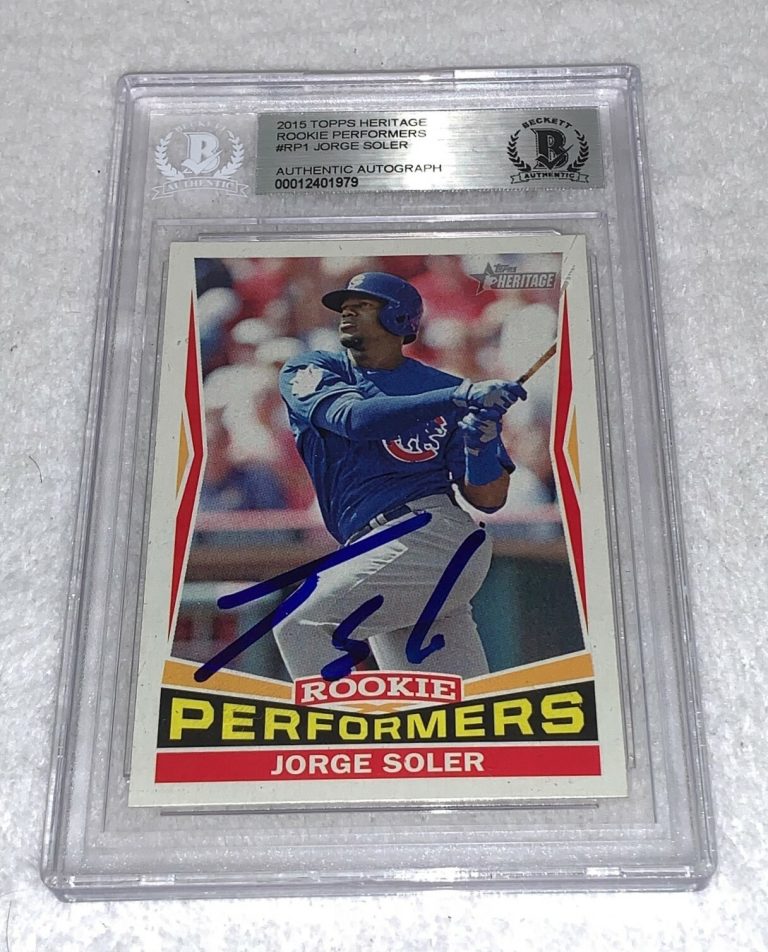 Jorge Soler Cubs signed 2015 Topps Heritage Rookie Performers Card BAS Beckett