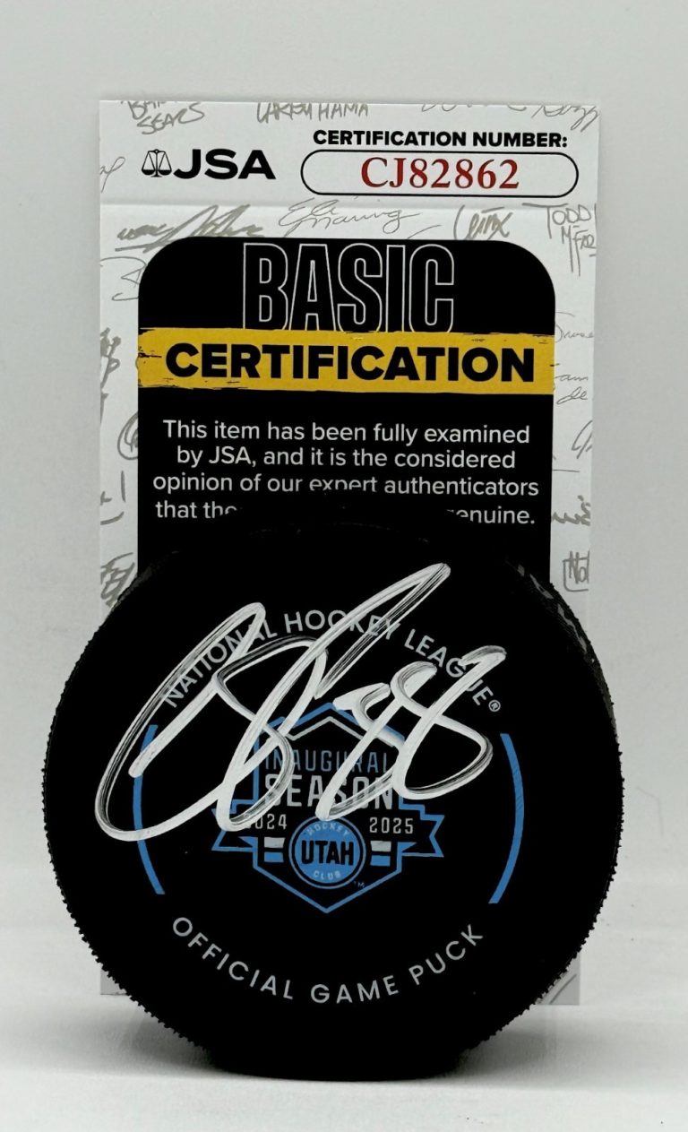Liam O'Brien signed Utah Hockey Club Inaugural Official Game Puck JSA
