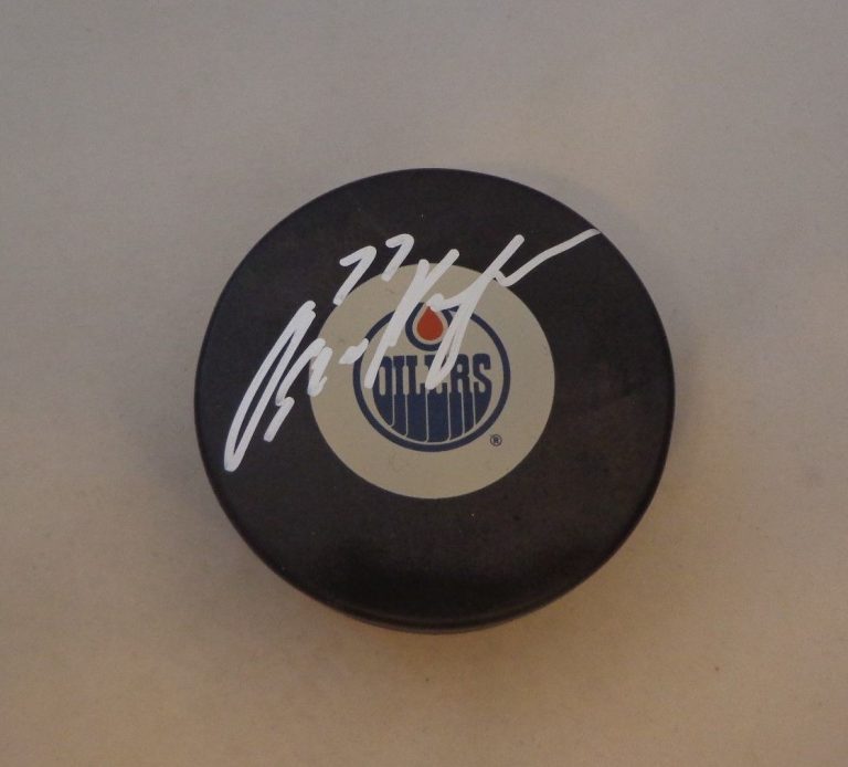 Oscar Klefbom signed Edmonton Oilers puck autographed