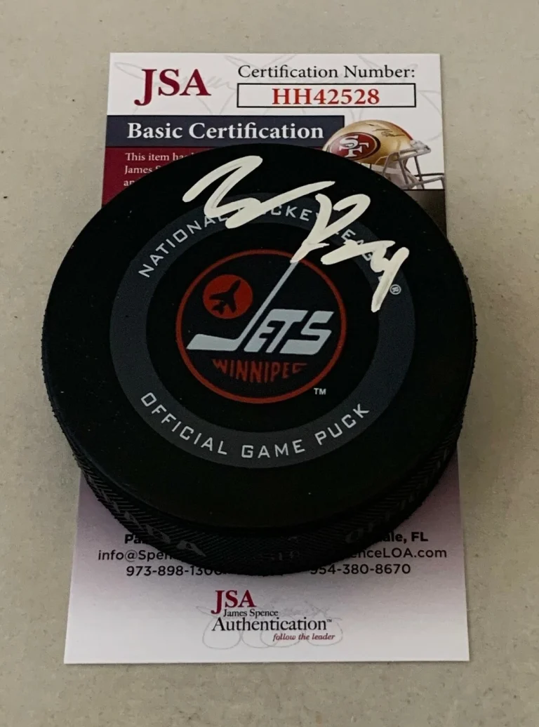 Neal Pionk signed Winnipeg Jets 3rd Jersey Game Puck autographed JSA