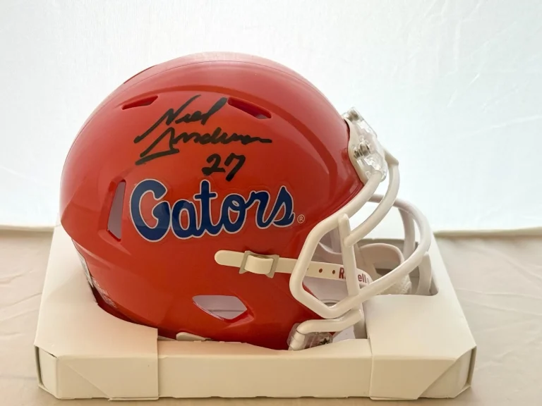 Neal Anderson signed Florida Gators Tom Petty mini helmet Beckett Witnessed