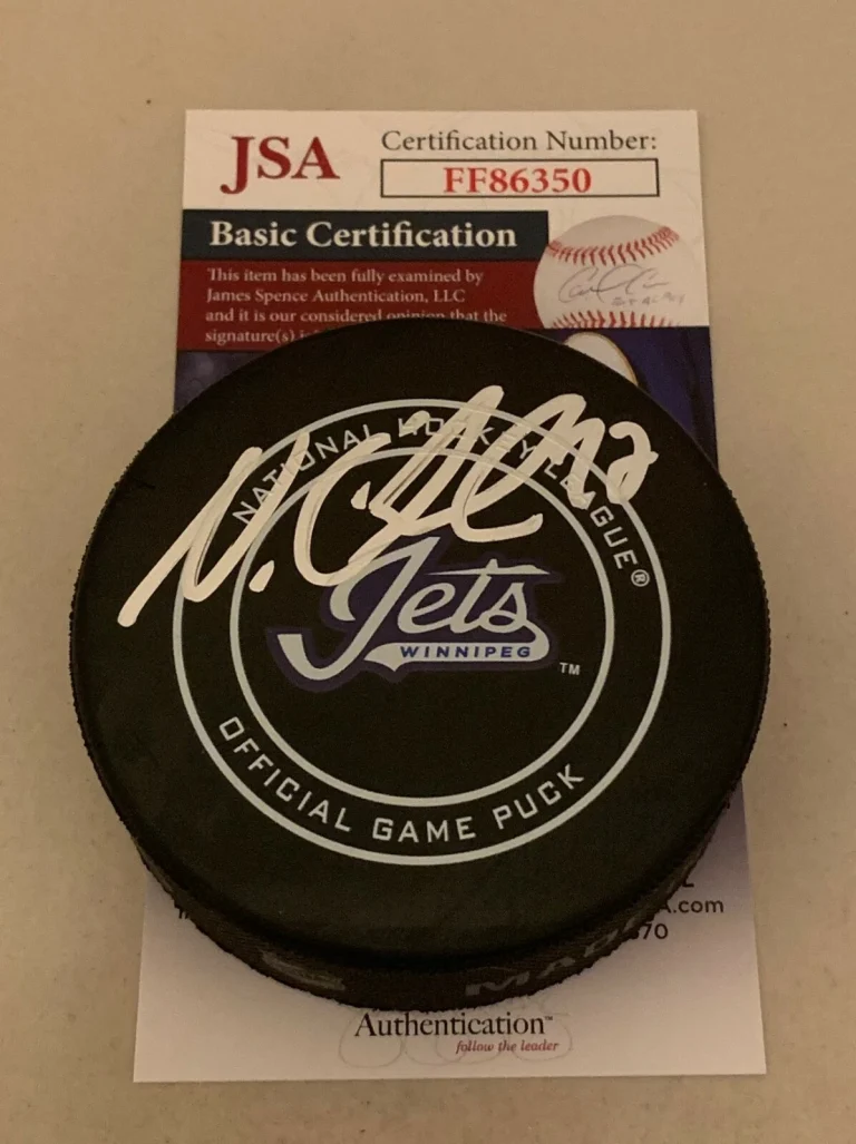 Nikolaj Ehlers signed Winnipeg Jets Wordmark Official Game Puck autographed JSA