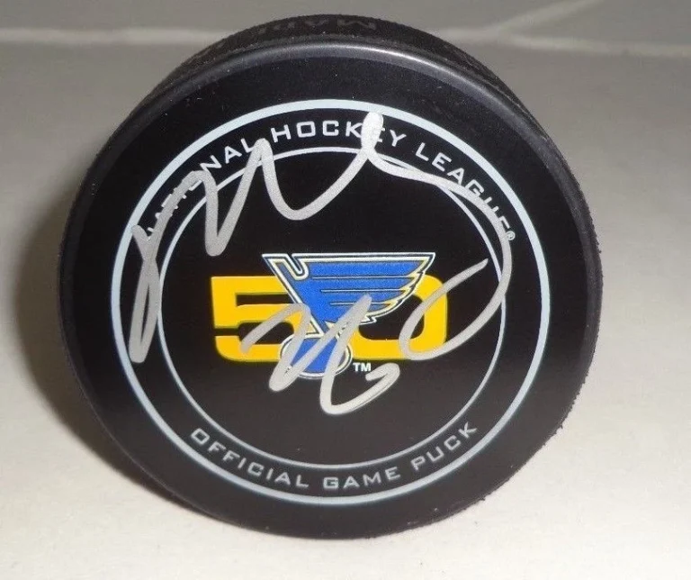 Paul Stastny signed St. Louis Blues 50th Anniversary Official Game Puck