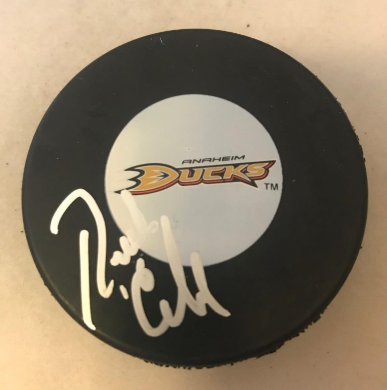 Randy Carlyle signed Anaheim Ducks puck autographed