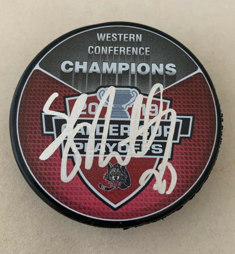 Stefan Matteau Knights signed Chicago Wolves 2019 Western Conference Champs Puck