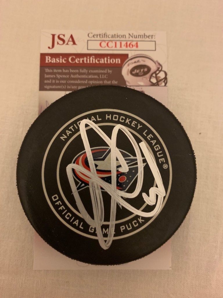 Seth Jones signed Columbus Blue Jackets Official Game Puck autographed JSA
