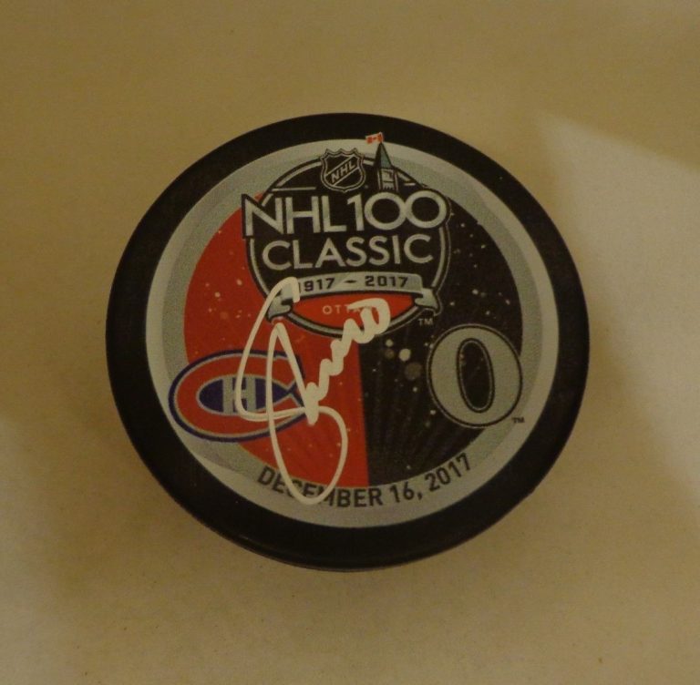 Sergio Momesso Montreal Canadiens signed 2017 NHL 100 Classic Dueling Puck
