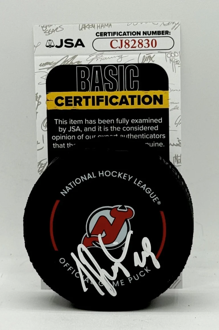 Sergei Brylin signed New Jersey Devils Official Game Puck autographed JSA