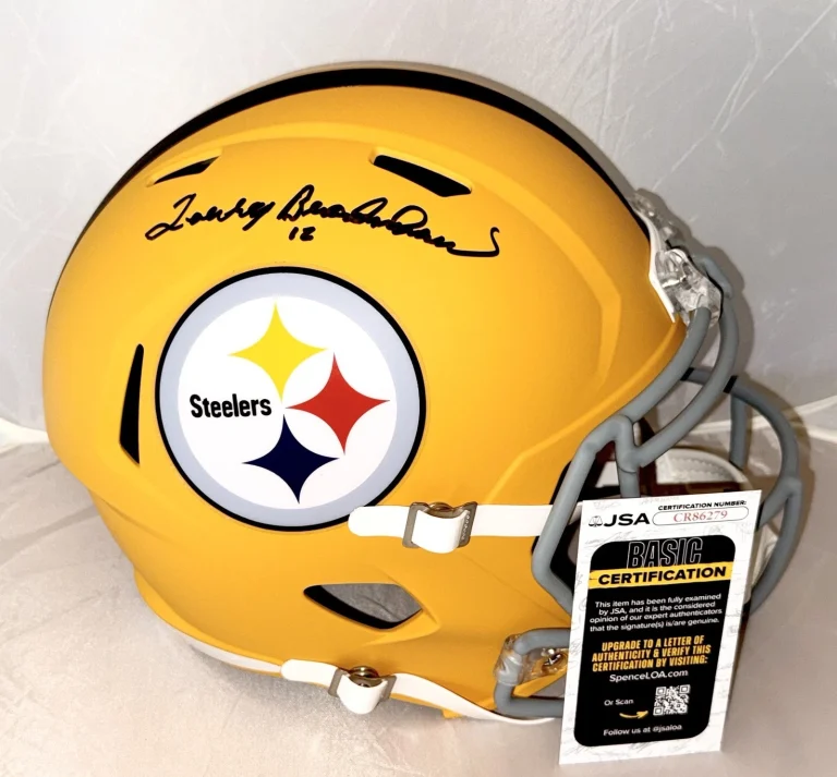 Terry Bradshaw signed Pittsburgh Steelers Alt Yellow Full Size Helmet JSA COA