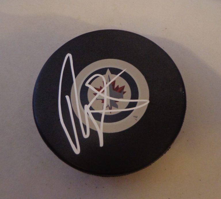 Tyler Myers signed Winnipeg Jets puck autographed
