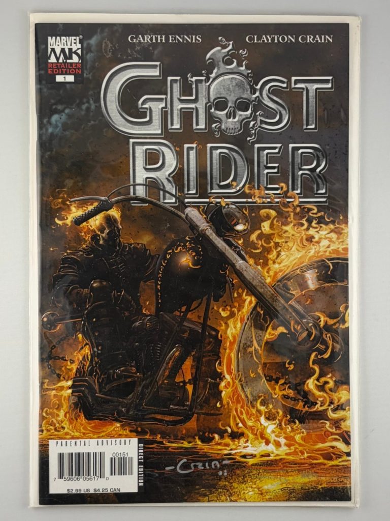 Ghost Rider 1 SS Clayton Crain Retailer Incentive Ed Variant Cover 11/05 Signed