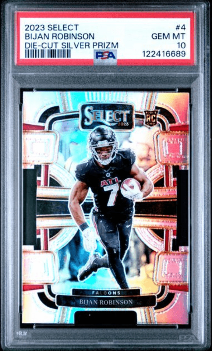 Graded 2023 Select Bijan Robinson #4 D/C Silver RC Football Card PSA 10
