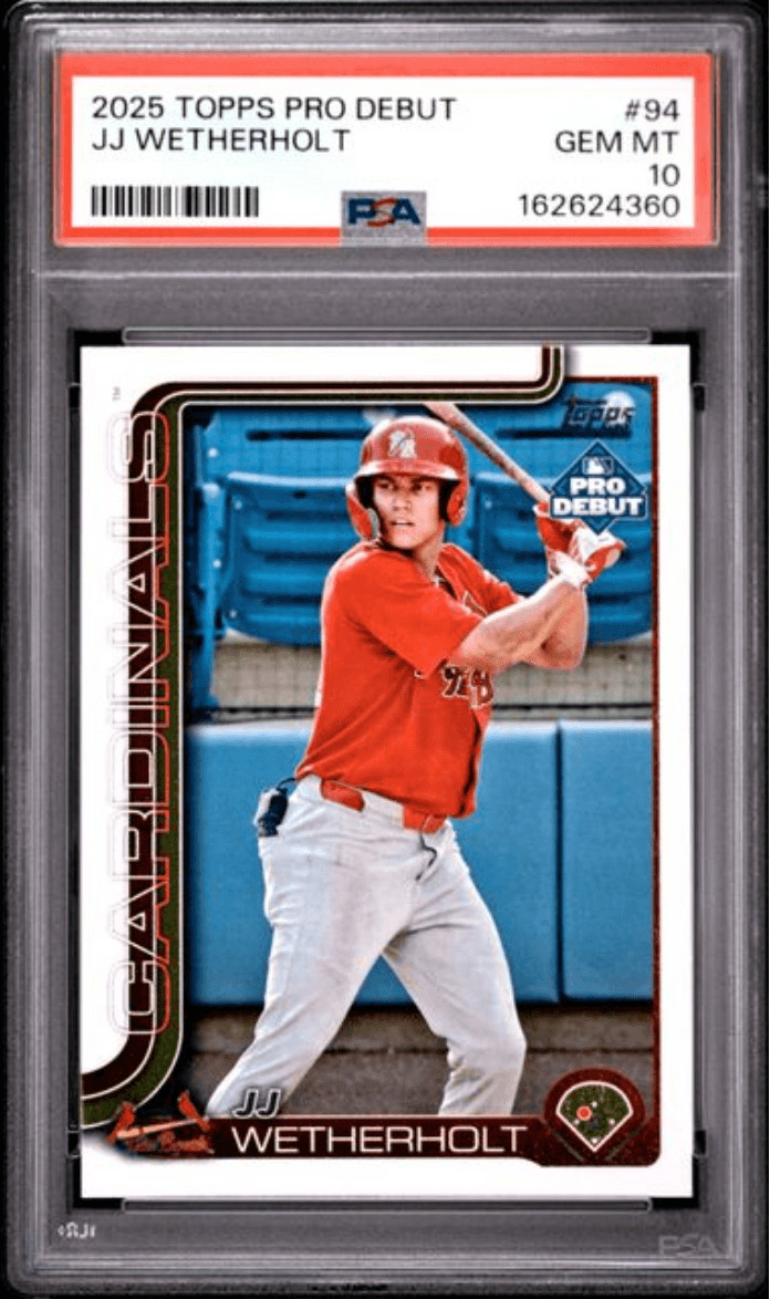 Graded 2025 Topps Pro Debut JJ Wetherholt #94 Rookie Baseball Card PSA 10