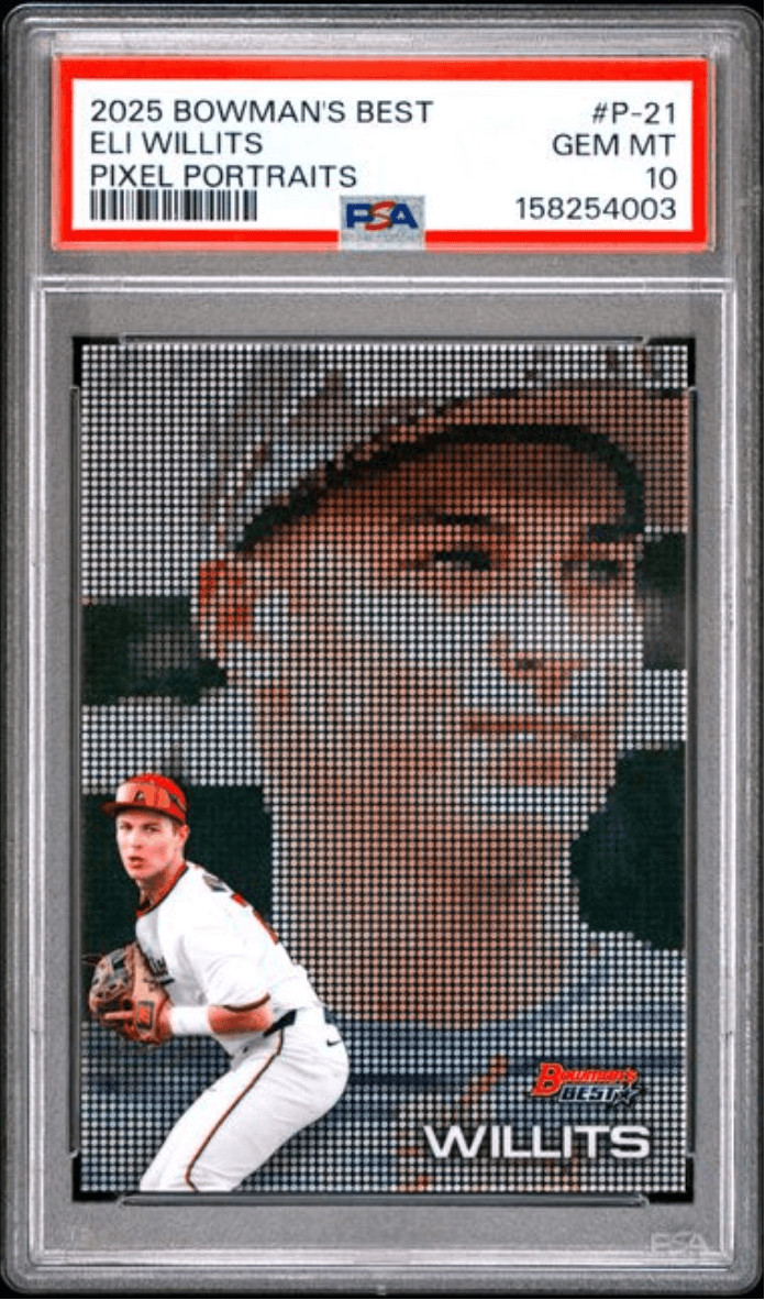 Graded 2025 Bowmans Best Eli Willits #P21 Pixel Portraits RC Card PSA 10