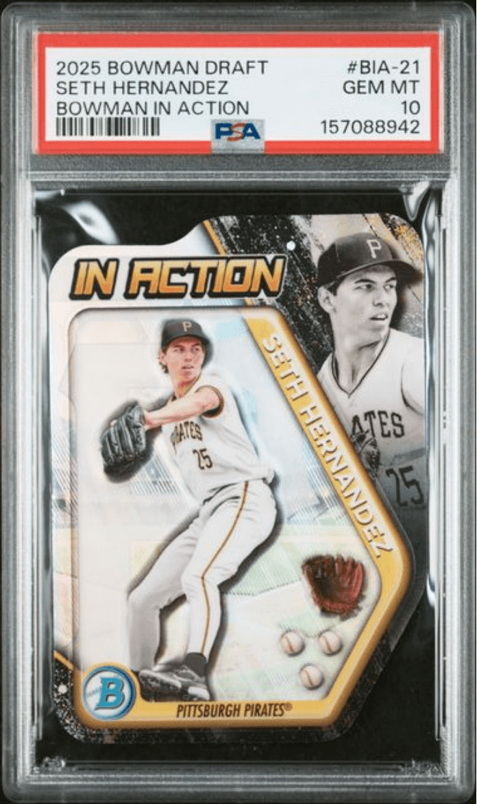 Graded 2025 Bowman Draft Seth Hernandez #BIA21 In Action Rookie Card PSA 10