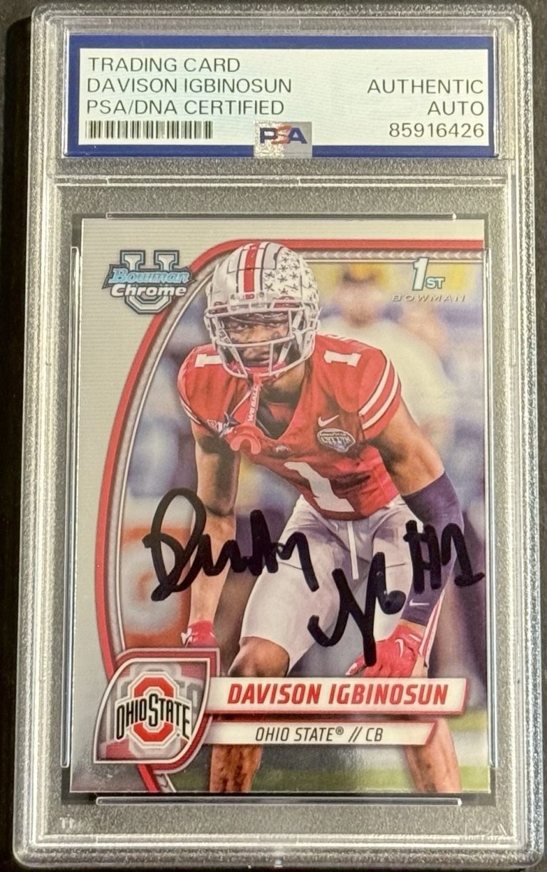 Davison Igbinosun Signed 2024 Bowman Chrome U Rookie Card PSA/DNA Slabbed Bills