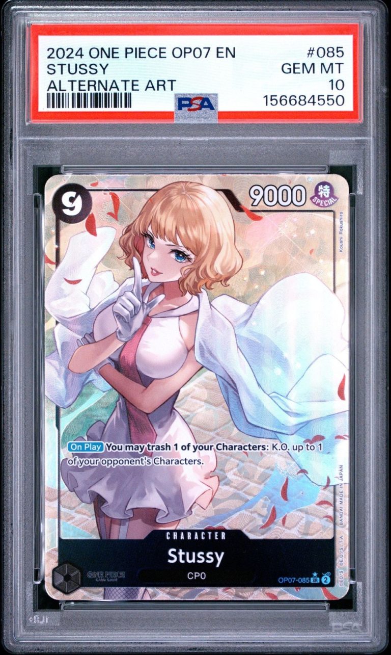 Graded 2024 One Piece Stussy 085 OP07 Alt Art Trading Card PSA 10 Gem Mint