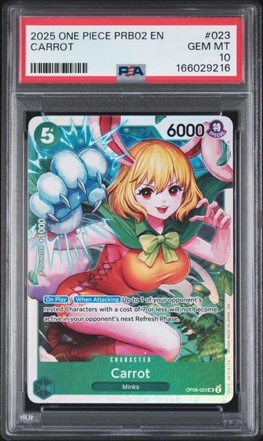 Graded 2025 One Piece EN Carrot 023 PRB02 Trading Card Game PSA 10 Gem Mint