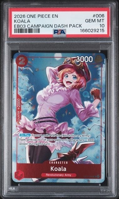 Graded 2026 One Piece Koala #006 EB03 Campaign Dash Pack EN TCG PSA 10