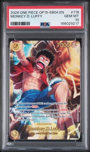 Graded 2026 One Piece Monkey D. Luffy #119 OP15 EB04 EN TCG PSA 10 Gem Mint