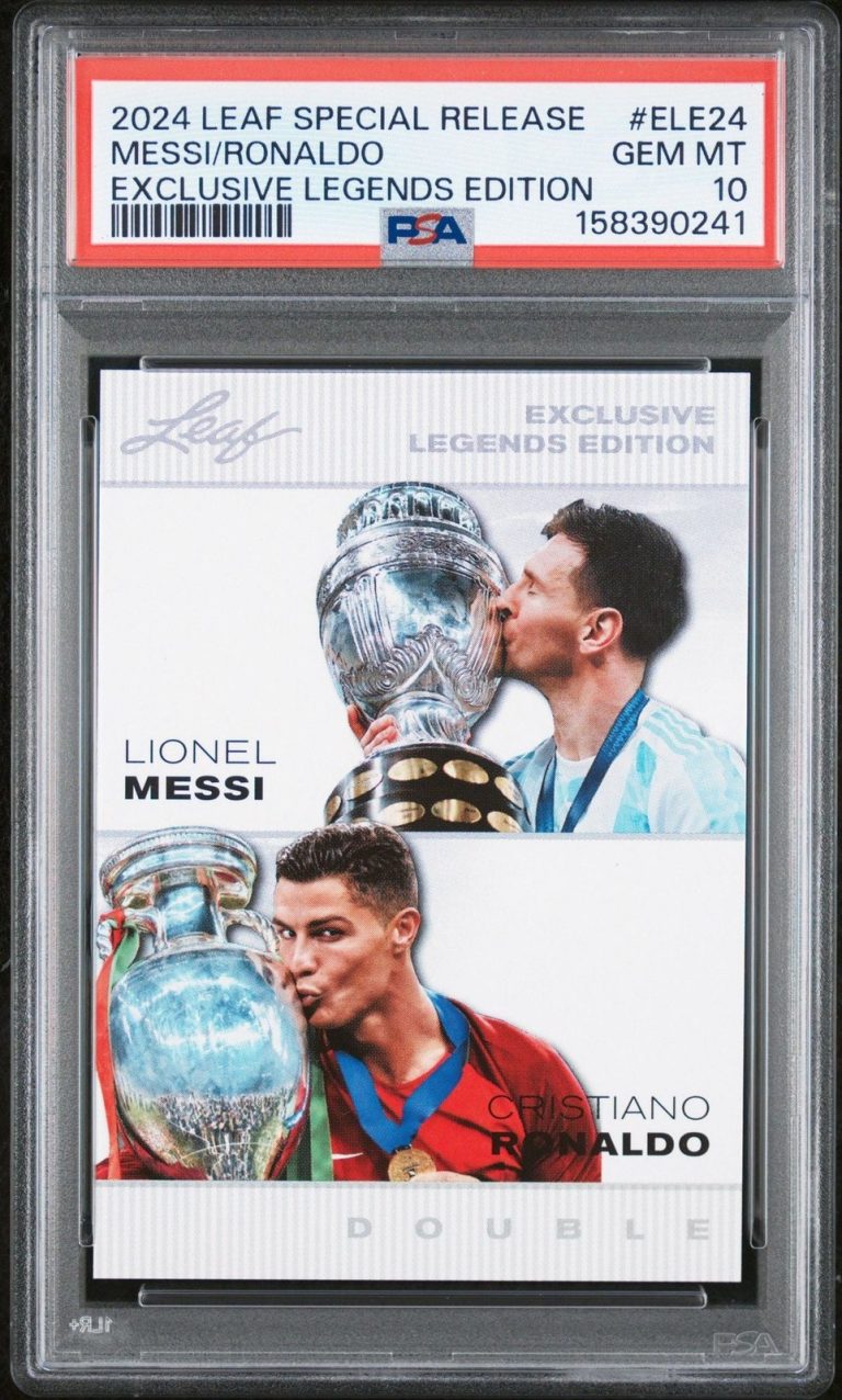 Graded 2024 Leaf Special Lionel Messi Cristiano Ronaldo #ELE24 Card PSA 10