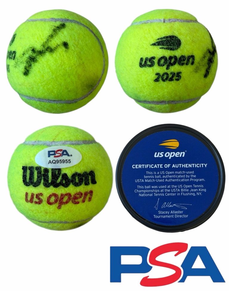 Joao Fonseca Signed 2025 US OPEN DEBUT Match Used Tennis Ball PSA AUTO ATP