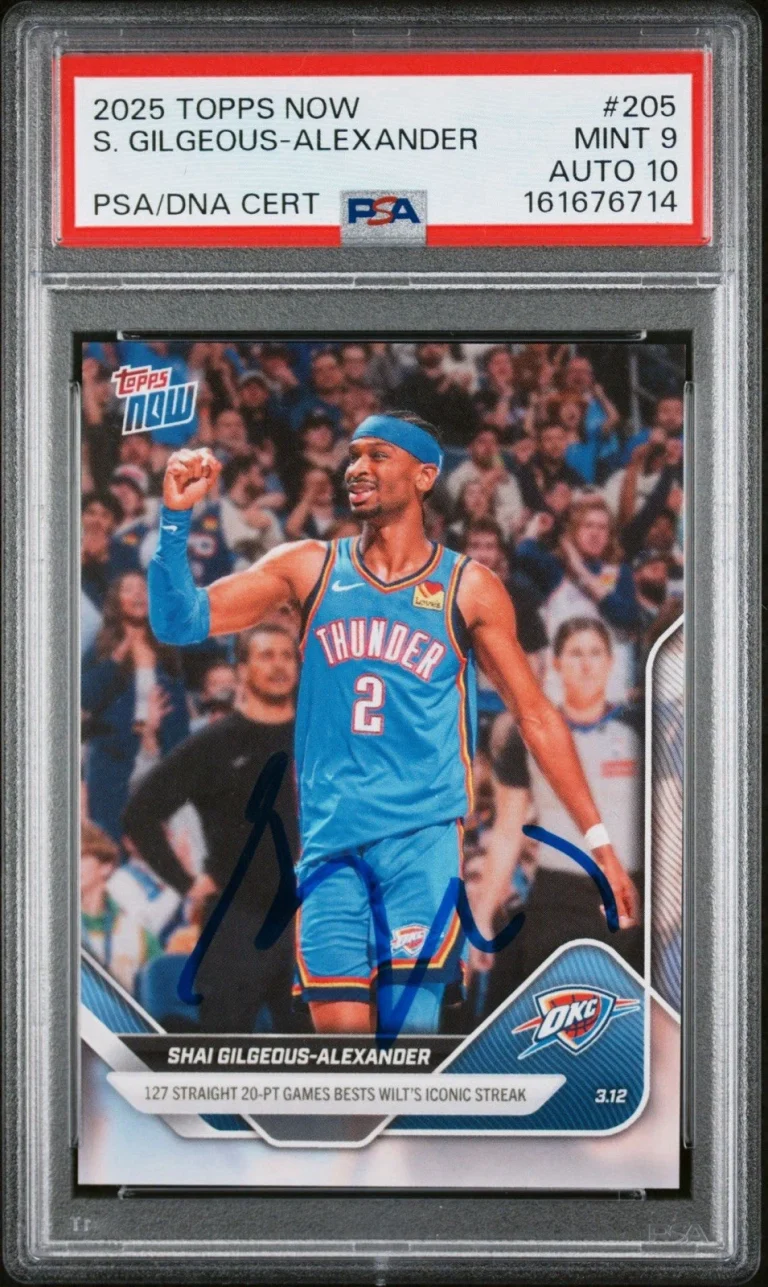 2025 Topps Now Shai Gilgeous-Alexander 127 20 Point Games Wilt PSA 9/AUTO 10
