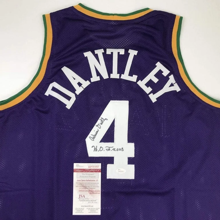 Autographed/Signed Adrian Dantley HOF 2008 Utah Purple Jersey JSA COA