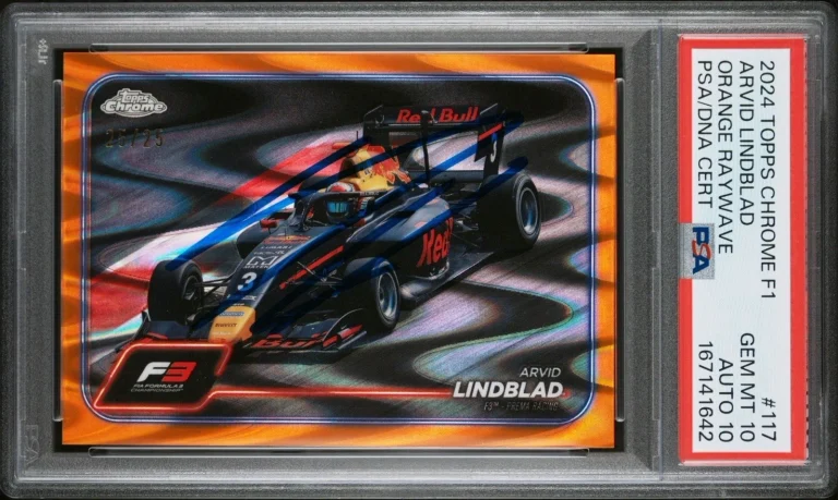 2024 Topps Chrome F1 #117 Arvid Lindblad Orange RayWave 25/25 PSA 10/AUTO 10 RC