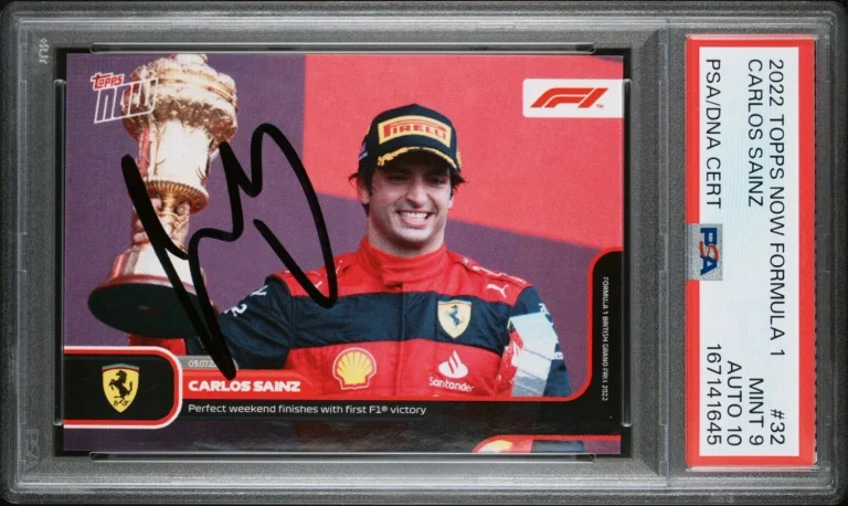 2022 Topps Now F1 #32 Carlos Sainz Signed First F1 Victory PSA 9/AUTO 10 FERRARI