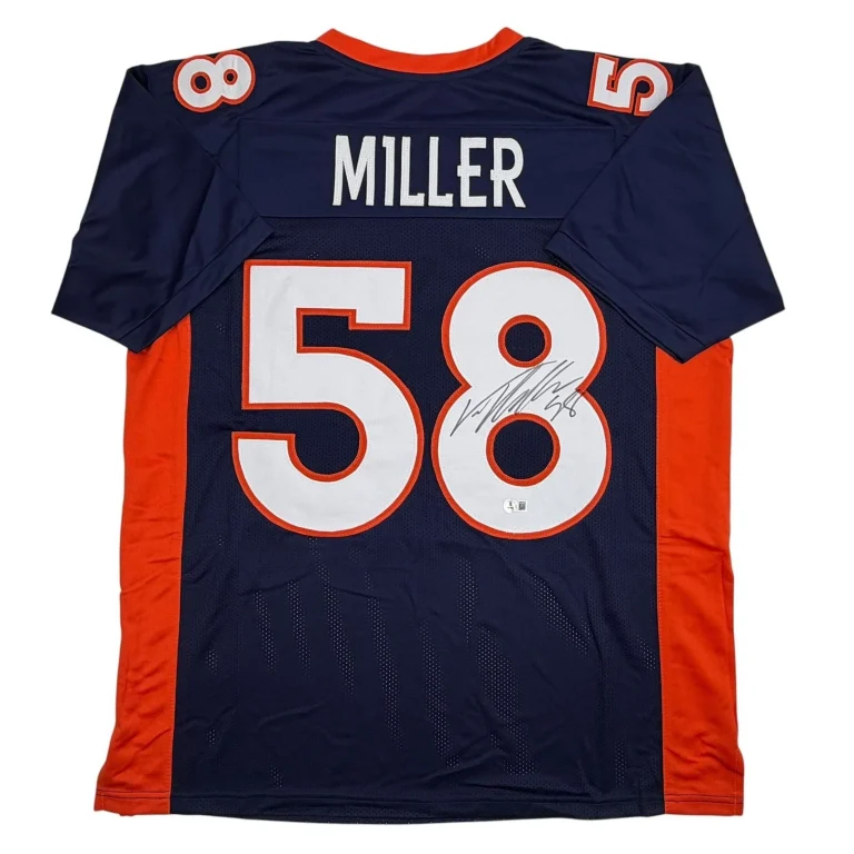 Autographed/Signed Von Miller Denver Blue Football Jersey Beckett BAS COA