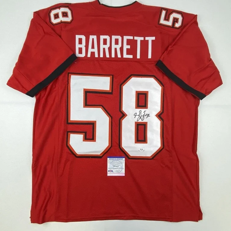 Autographed/Signed SHAQUIL SHAQ BARRETT Tampa Bay Red Jersey PSA COA