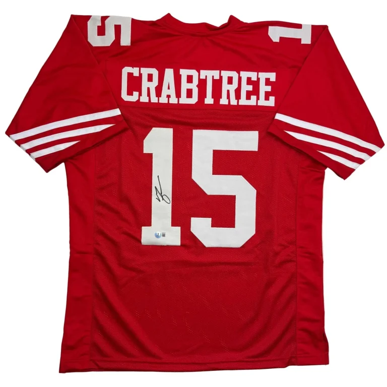 Autographed/Signed Michael Crabtree San Francisco Red Jersey Beckett COA