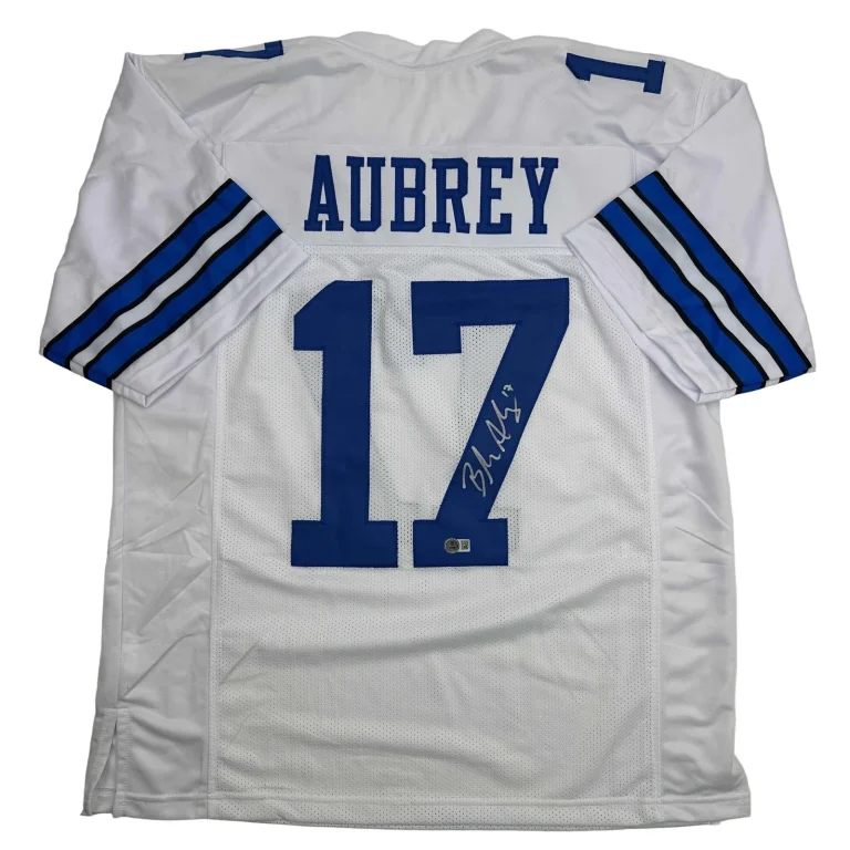 Autographed/Signed Brandon Aubrey Dallas White Jersey Beckett BAS COA