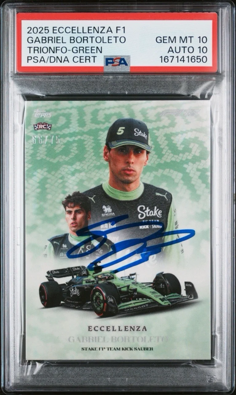2025 Eccellenza F1 Gabriel Bortoleto Trionfo Green Rookie /75 PSA 10/AUTO 10 RC