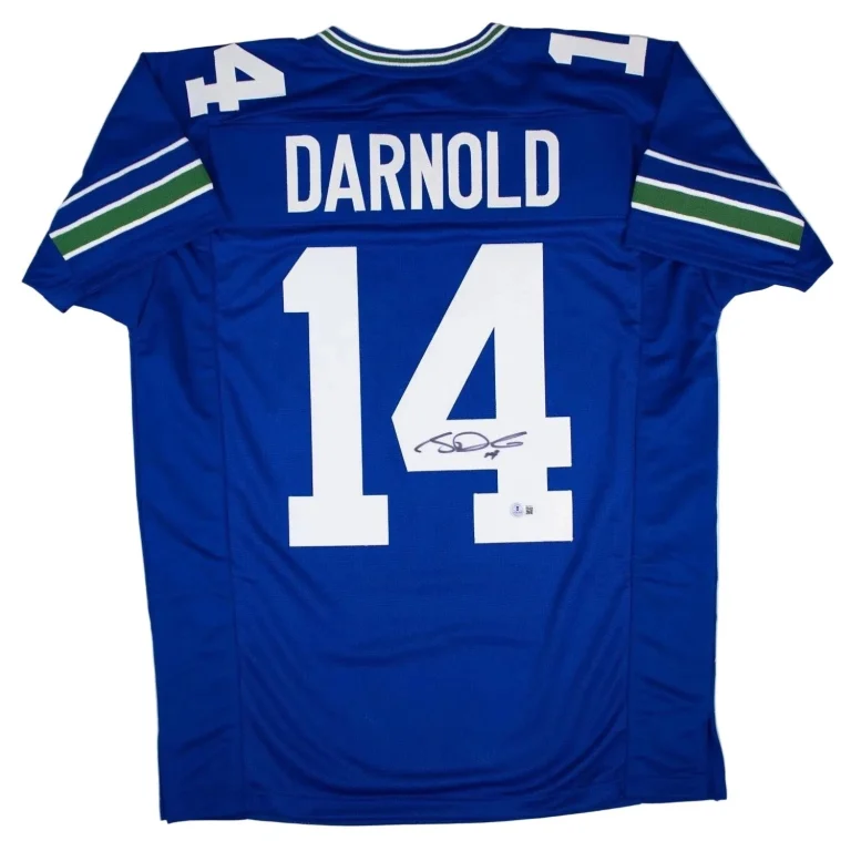 Autographed/Signed Sam Darnold Seattle Retro Jersey Beckett BAS COA
