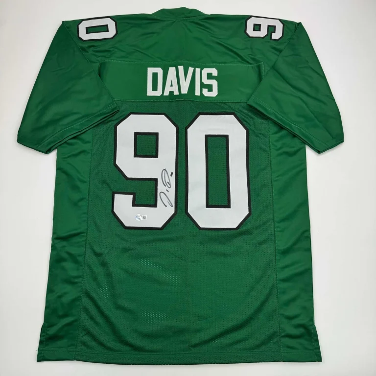 Autographed/Signed Jordan Davis Philadelphia Kelly Green Jersey BAS COA