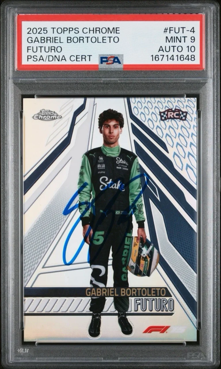 2025 Topps Chrome F1 #FUT-4 Gabriel Bortoleto Signed Futuro Rookie PSA 9/AUTO 10