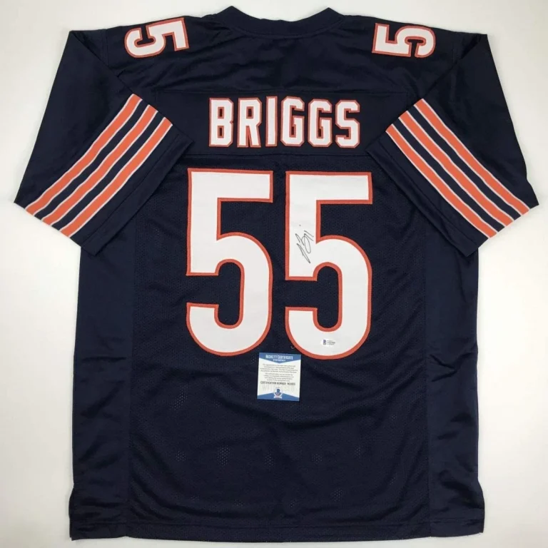 Autographed/Signed Lance Briggs Chicago Blue Jersey Beckett BAS COA