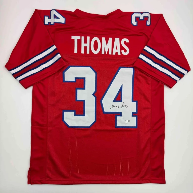Autographed/Signed Thurman Thomas Buffalo Red Football Jersey JSA COA